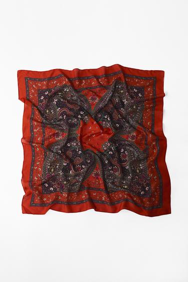 PRINTED SCARF WITH SILK - Red by Zara