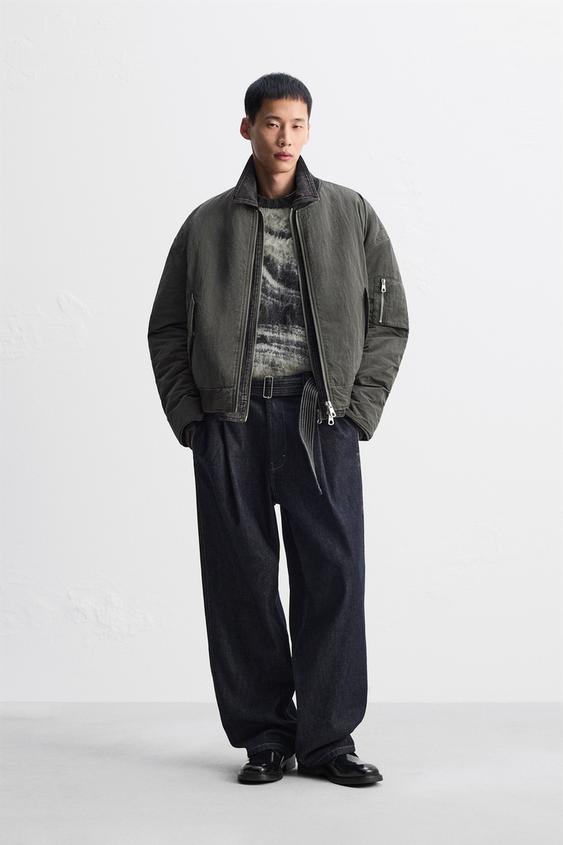 デニムコンビボンバージャケット - チャコールグレー | ZARA Japan / 日本