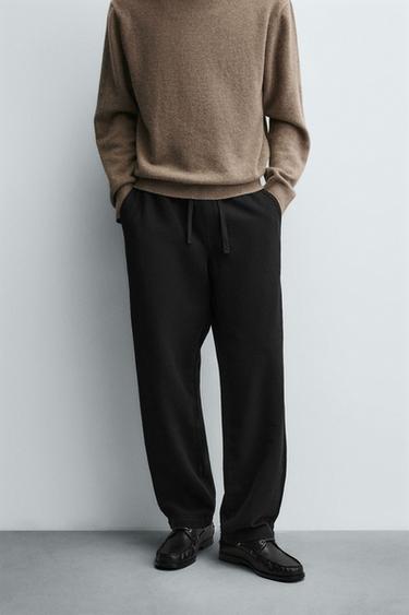 TEXTURED RELAXED FIT TROUSERS - Black by Zara