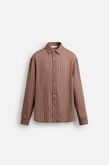 STRIPED FLOWING SHIRT - Dark pink by Zara