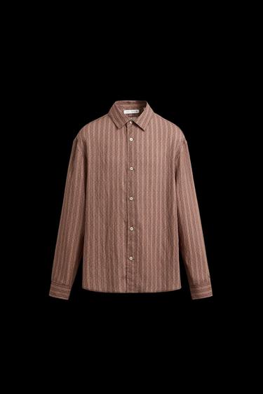 Zara STRIPED FLOWY SHIRT - Dark pink - Image 0