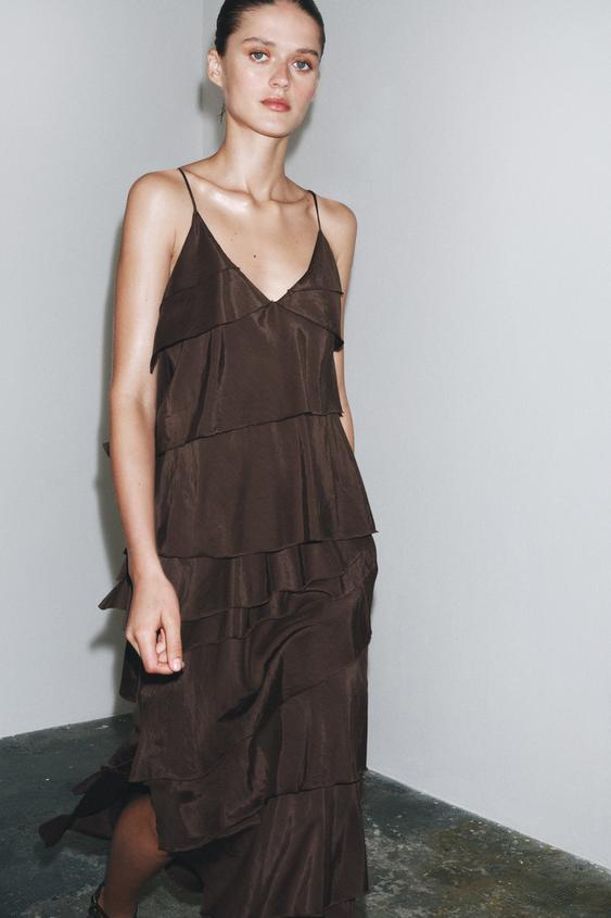 ŠATY S VOLÁNKY ZW COLLECTION - Hnědá od Zara - Obrázek 1