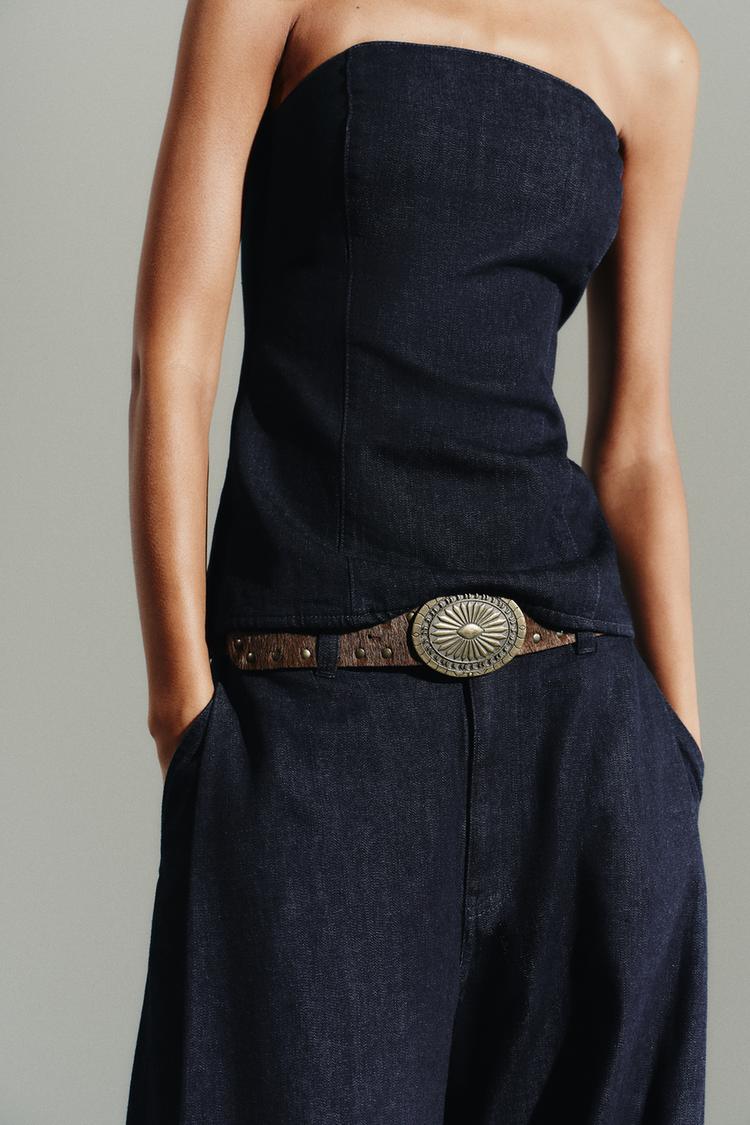 TRF DENIM BANDEAU TOP