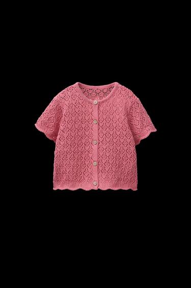Zara POINTELLE KNIT TOP - Strawberry - Image 0