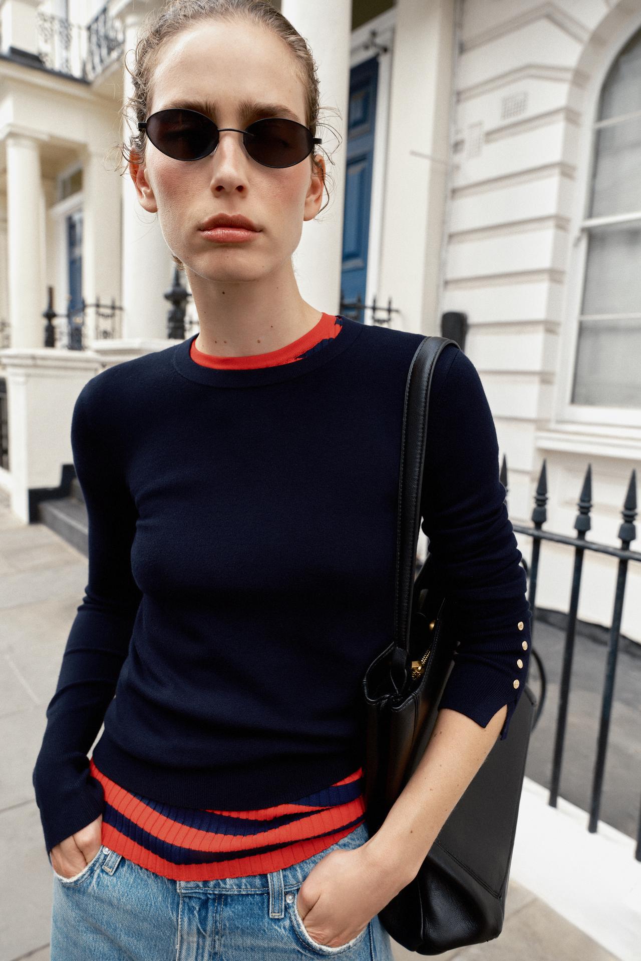 BASIC KNIT SWEATER — Navy blue