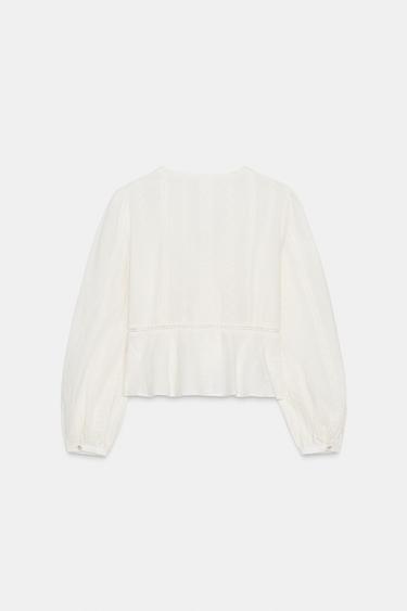 BLOUSE ROMANTIQUE BRODERIES - Écru de Zara - Image 6