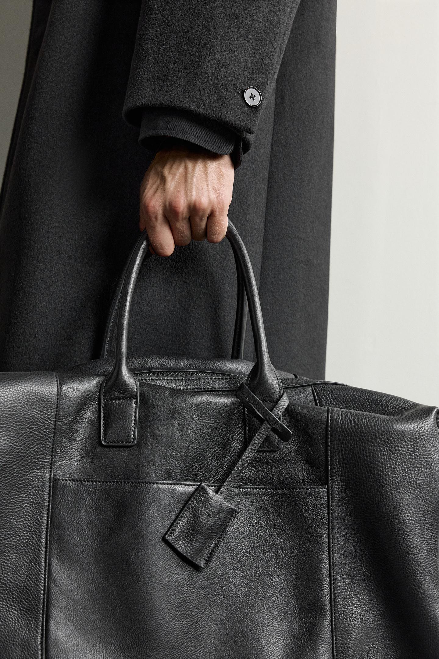 Мужская сумка Zara Leather Travel, цвет: Чёрный — фото 2
