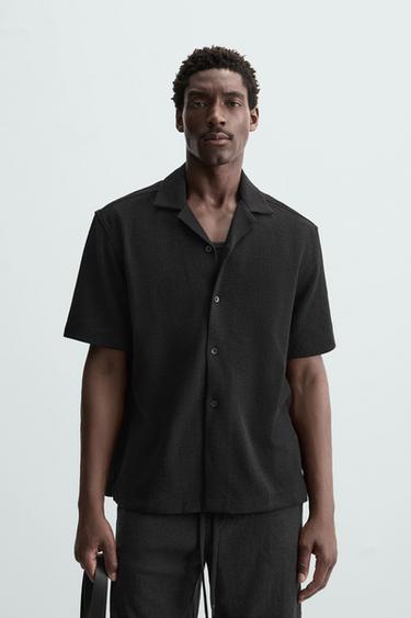 РУБАШКА ИЗ РЕЛЬЕФНОЙ ТКАНИ — ЧЕРНЫЙ от Zara
