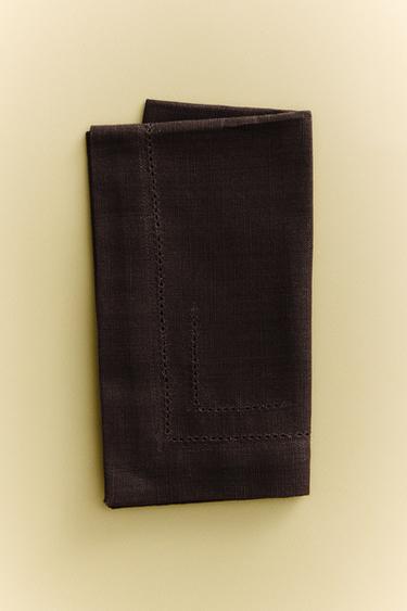 PACK OF HEMSTITCHED COTTON NAPKINS (PACK OF 2) - Brown by Zara