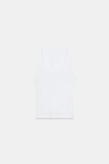 RIB SLEEVELESS TOP - White by Zara - Image 0