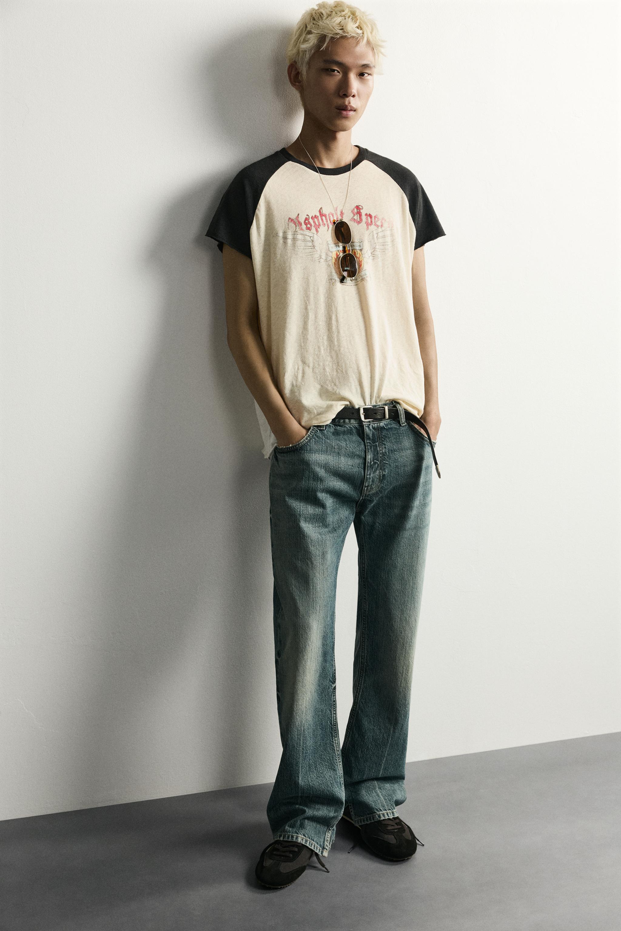 Мужские футболки Zara RAGLAN GRAPHIC T-SHIRT — фото 6