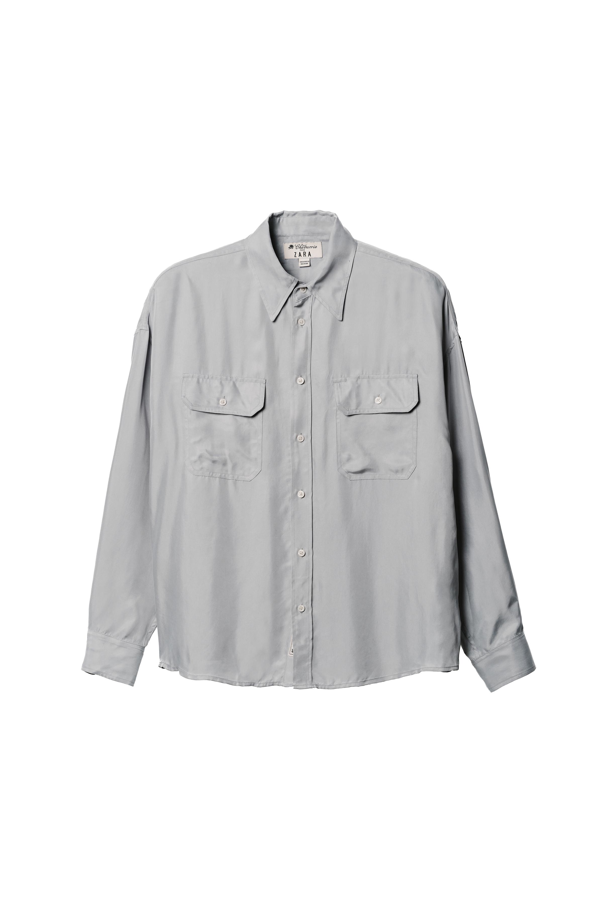 CUPRO-VISCOSE FLOWY SHIRT WILLY CHAVARRIA X ZARA - Faded blue