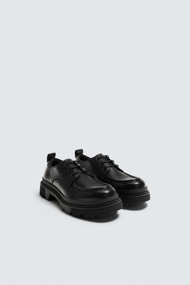 Zara CHUNKY MOC TOE SHOES - Black