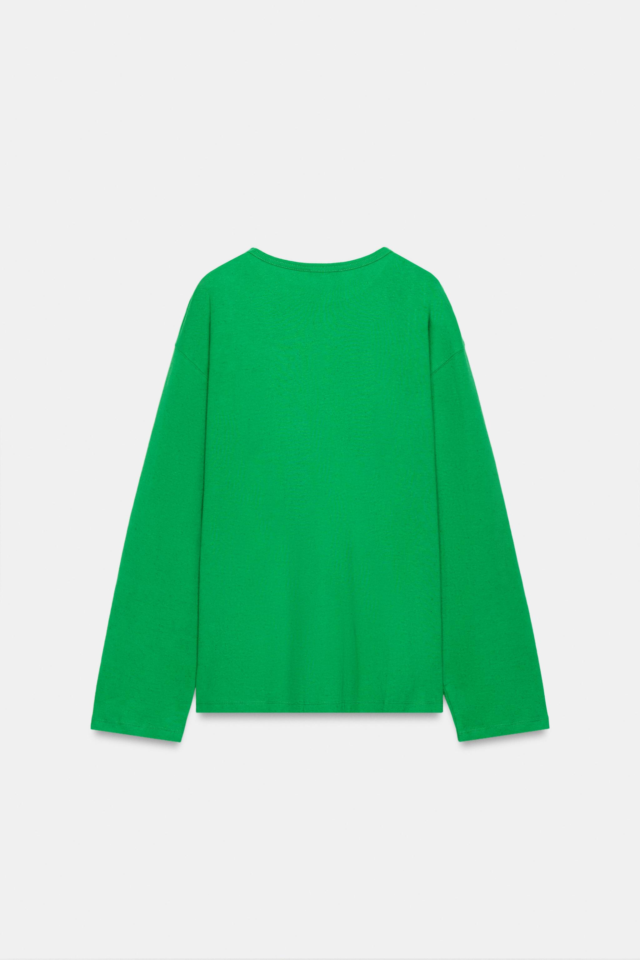 Zara PAMUKLU VE KETEN T-SHIRT görsel 4