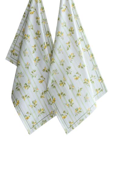 PACK OF COTTON LEMON TEA TOWELS (PACK OF 2) - Green by Zara