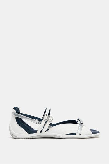 Zara 運動風絆帶涼鞋 - 白色