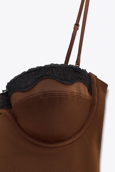 TOP BUSTIER DENTELLE - Marron de Zara - Image 8