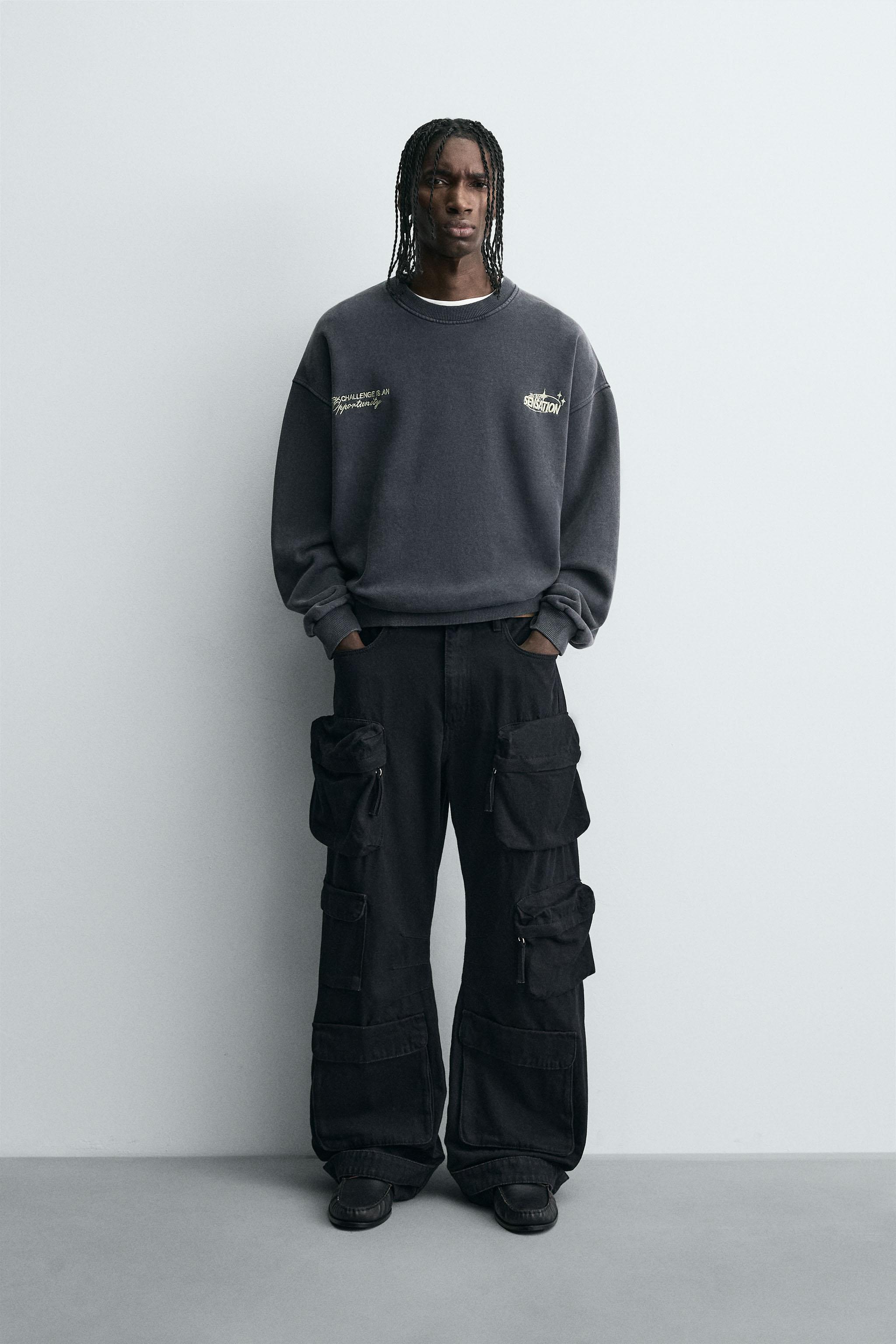 すーら★　0911 COMBINED PRINT SWEATSHIRT - Light gray | ZARA United States