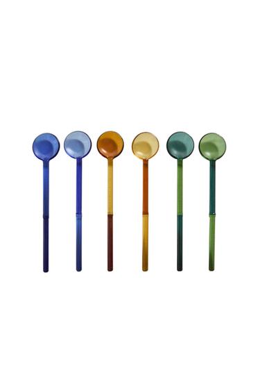 PACK OF COLOURED BOROSILICATE ICE CREAM DESSERT SPOONS (PACK OF 6) - Various by Zara