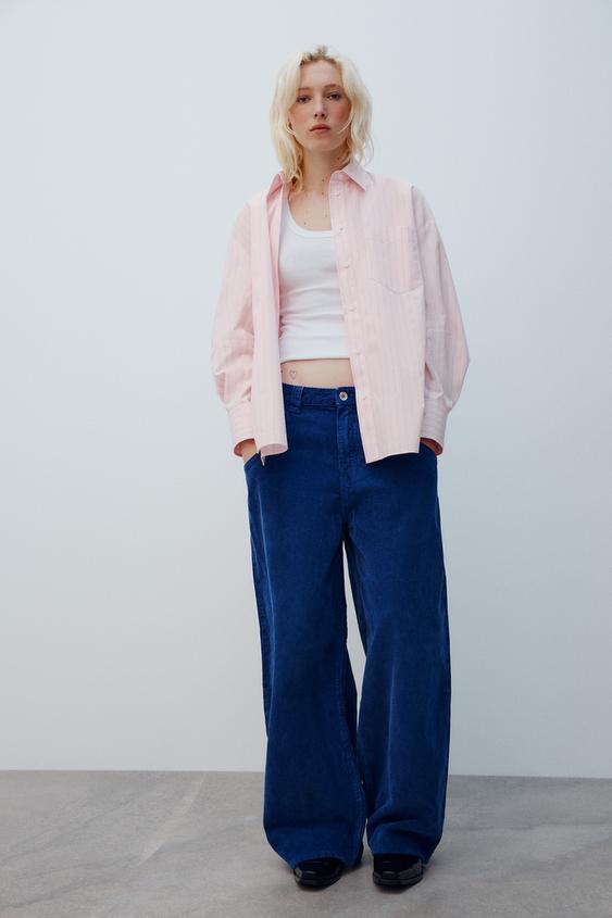 PANTALONES PANA TIRO MEDIO - Azulón de Zara - Imagen 0