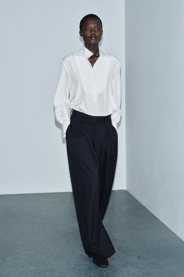 ZW COLLECTION WIDE-LEG TROUSERS WITH DARTS - Dark navy by Zara - Image 3