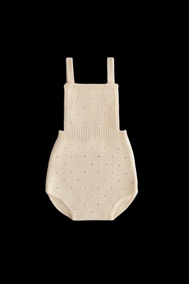 Zara CHUNKY KNIT BABY ROMPER - Light beige - Image 0