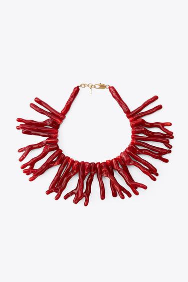 Zara CORAL EFFECT NECKLACE - Red