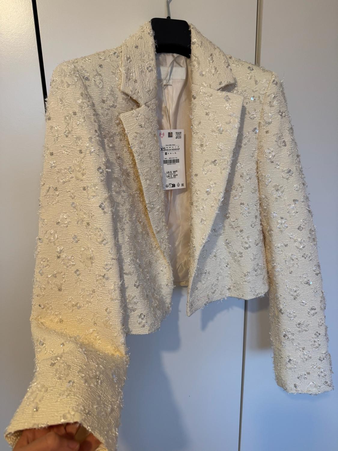 CROPPED FRINGED BEADED BLAZER - Image 5