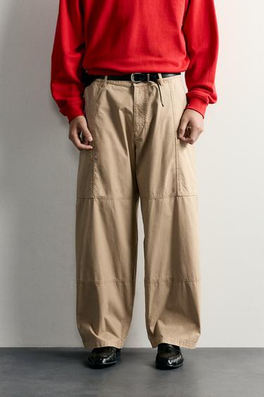 Zara 休閒版工裝長褲 - 米色
