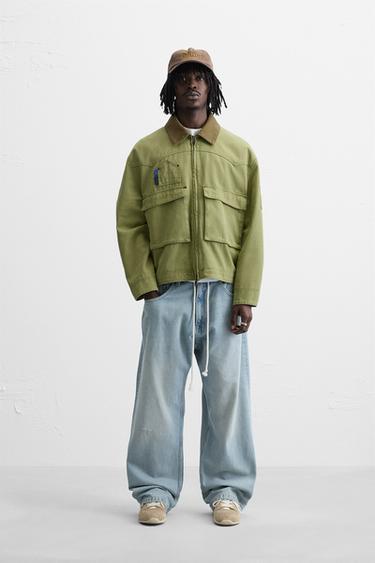 ÁO KHOÁC CỔ KHÁC MÀU - Màu xanh nhạt từ Zara