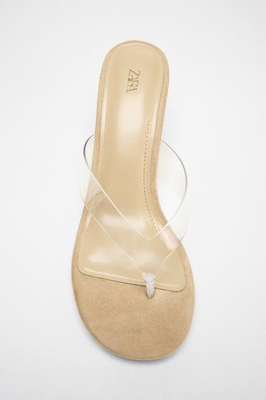 VINYL STRAP WEDGE SANDALS - Light beige by Zara
