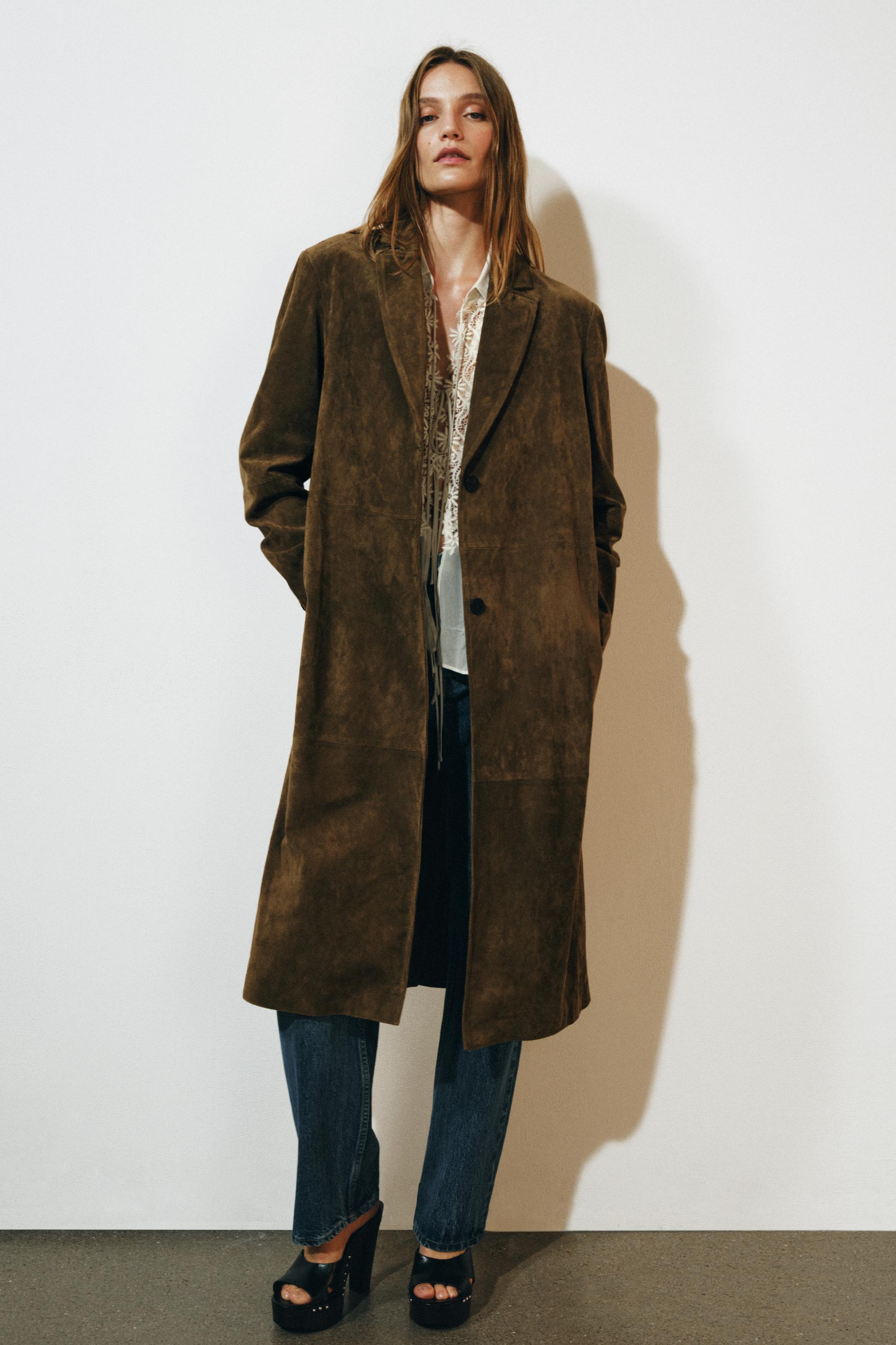 100% LEATHER LONG COAT ZW COLLECTION