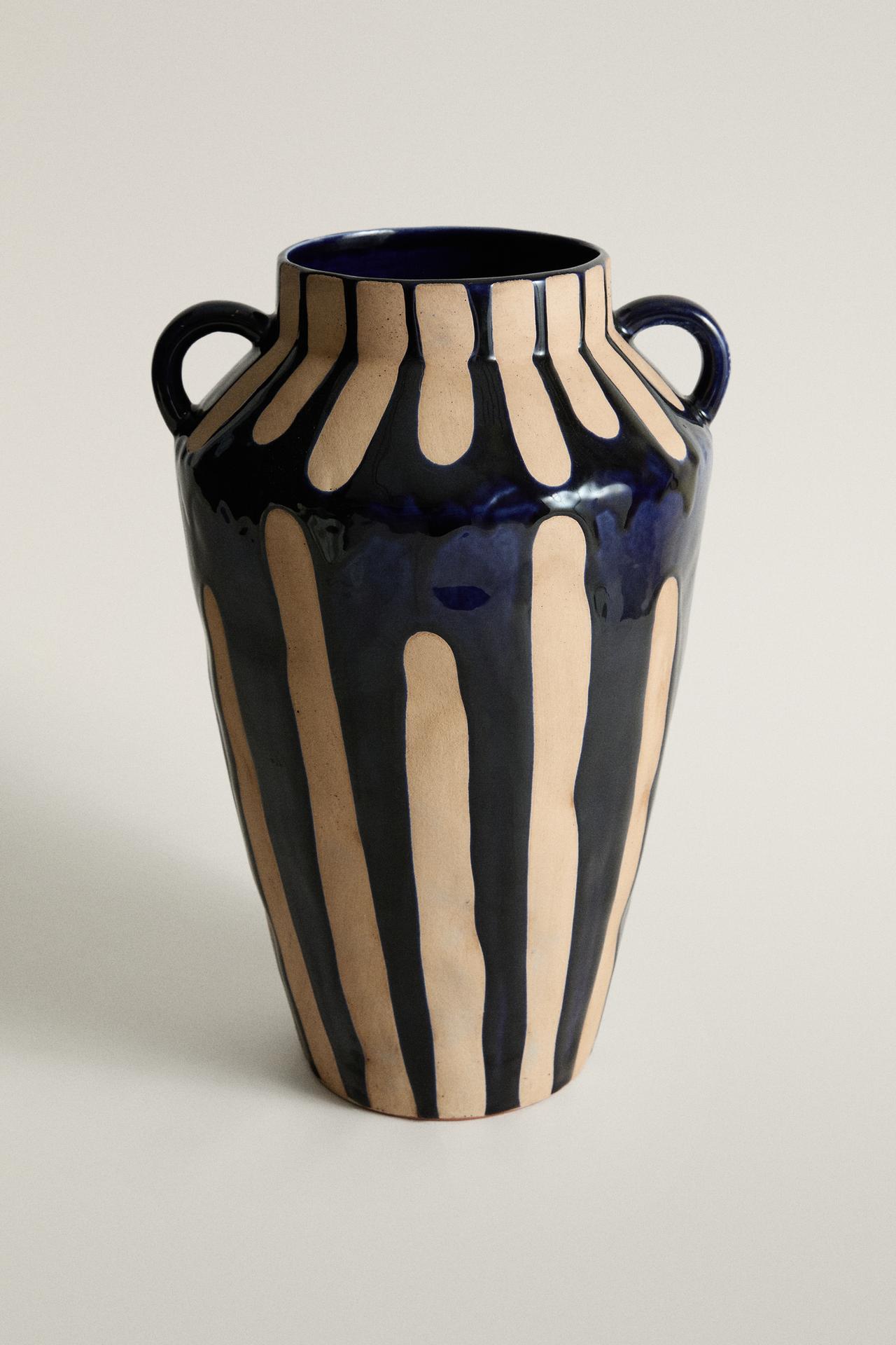 TALL DECORATIVE CERAMIC VASE — MIDNIGHT BLUE