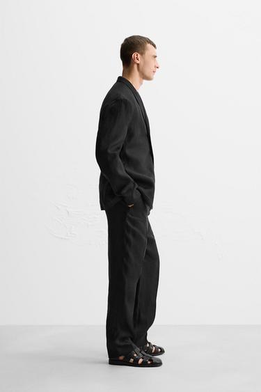 100% LINEN LIMITED EDITION SUIT TROUSERS - Black by Zara - Image 3