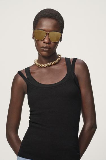 LUNETTES DE SOLEIL MÉTALLIQUES CARRÉES - THE ITEM ZARA WOMAN - Doré de Zara - Image 3