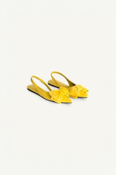 Zara LIMITED EDITION SLINGBACKS WITH LARGE BOW - Yellow