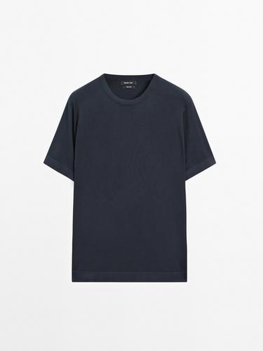 Zara 100% cotton short sleeve knit sweater - Navy blue