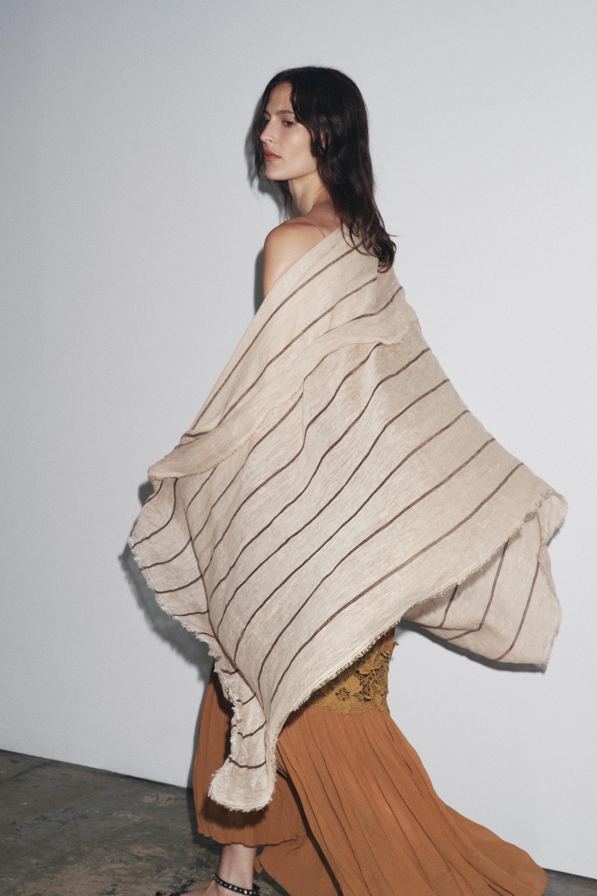 FOULARD 100 % LIN RAYÉ