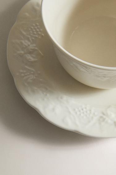 TASSE À THÉ AVEC SOUCOUPE PORCELAINE RAISIN - Crème de Zara - Image 3