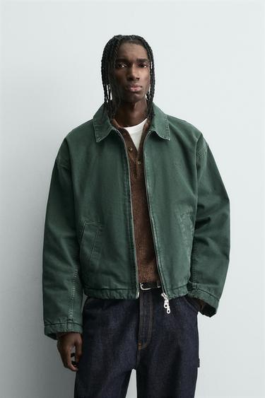 XHAKETË DENIM CROPPED - E gjelbër nga Zara