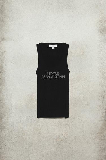 LUDOVIC DE SAINT SERNIN x ZARA SHINY TEXT TOP - Black by Zara