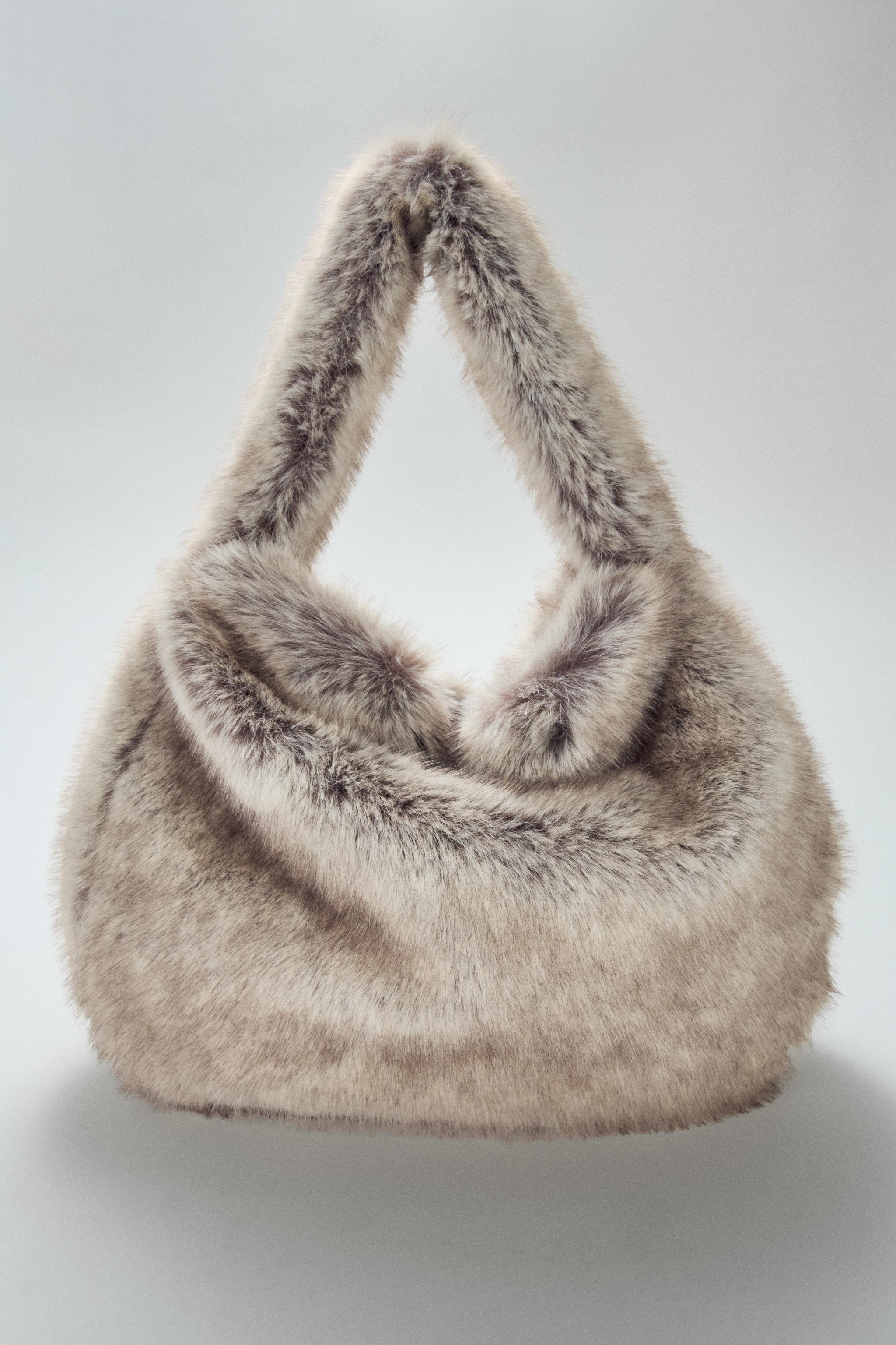 페이크 퍼 맥시 버킷백