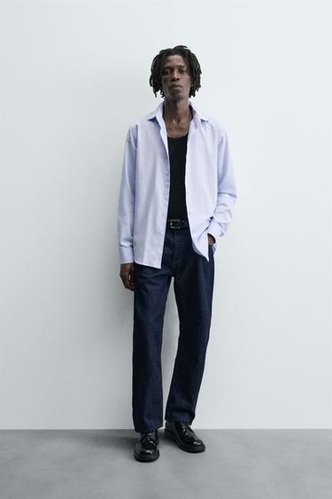 CAMISA SLIM FIT ESTRUCTURA - Azul de Zara