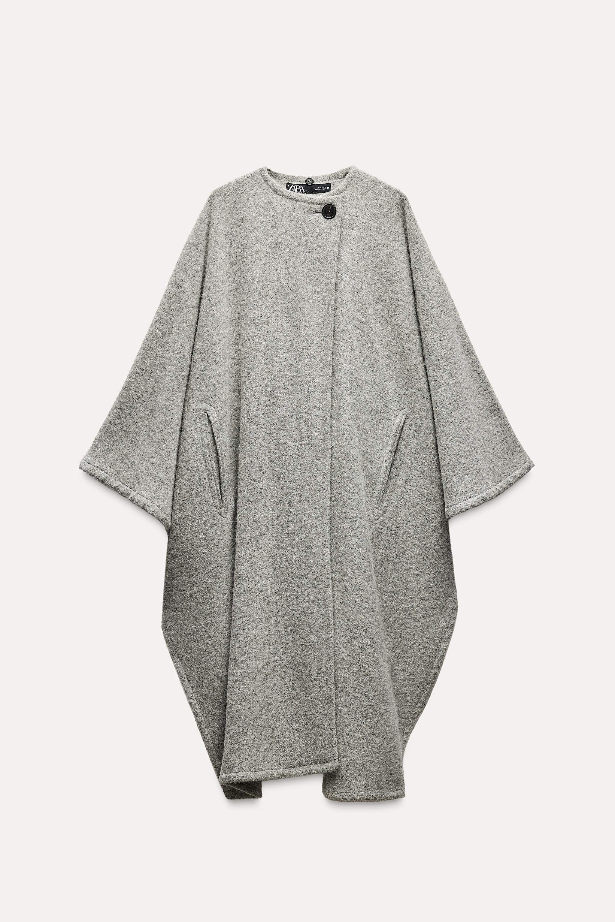 ALPACA BLEND SCARF CAPE COAT ZW COLLECTION - Grey | ZARA India