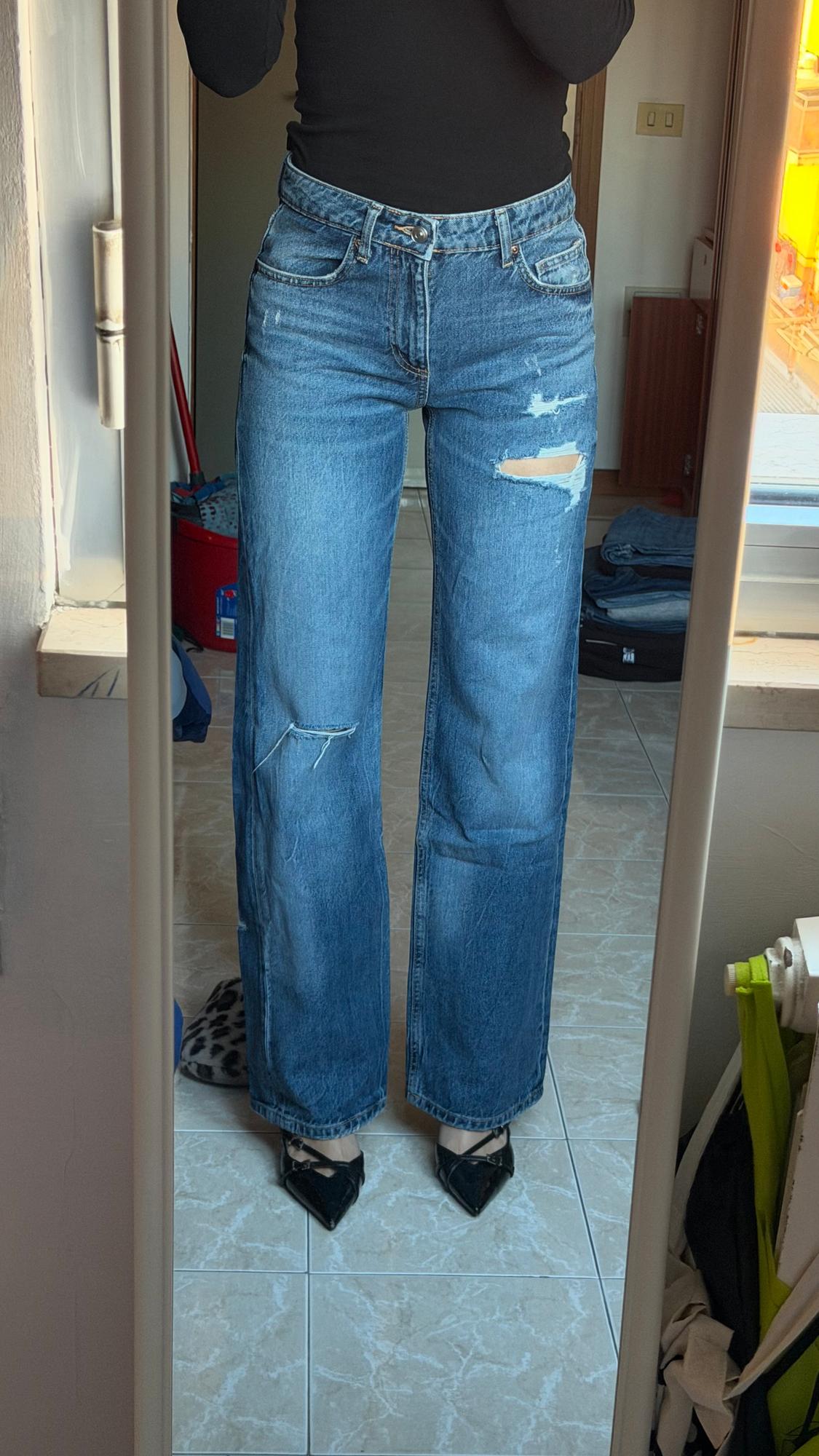TRF RIPPED MID-WAIST WIDE-LEG JEANS - Image 3