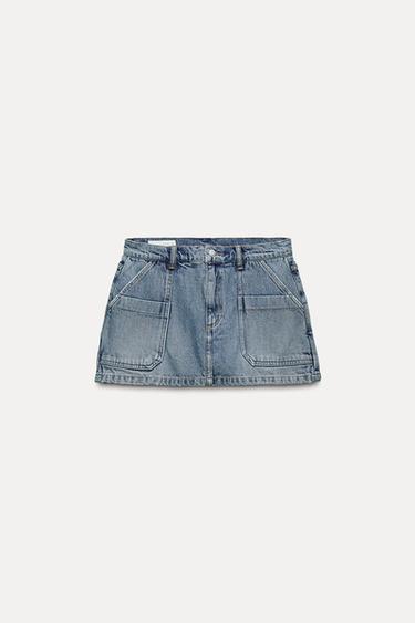 Zara TRF DENIM MINI SKORT - Indigo