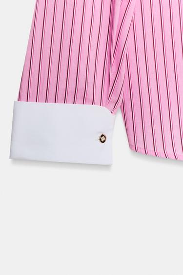 STRIPED POPLIN SHIRT - Pink by Zara - Image 8