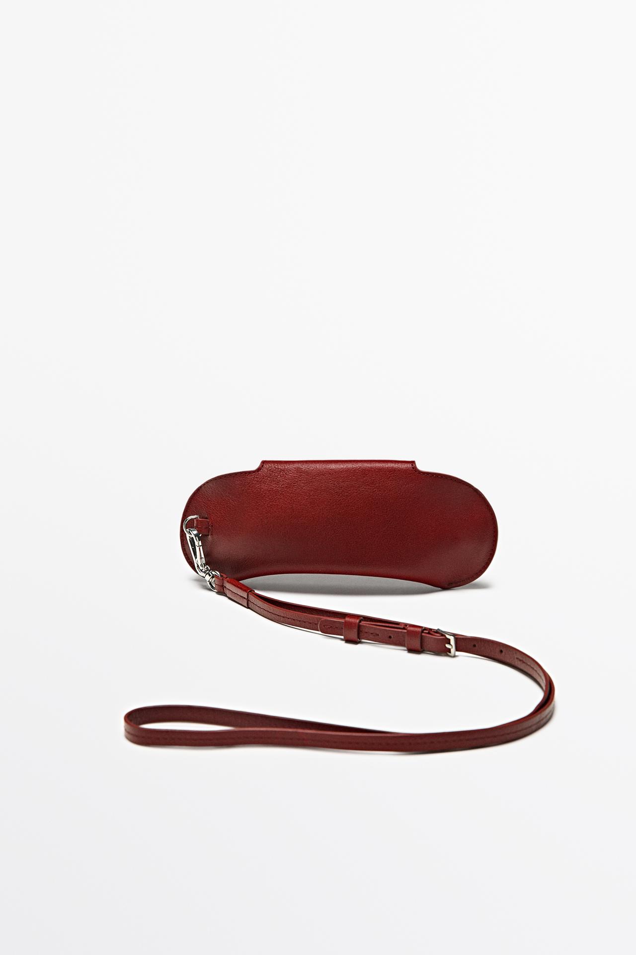 Textured nappa leather glasses case — Red
