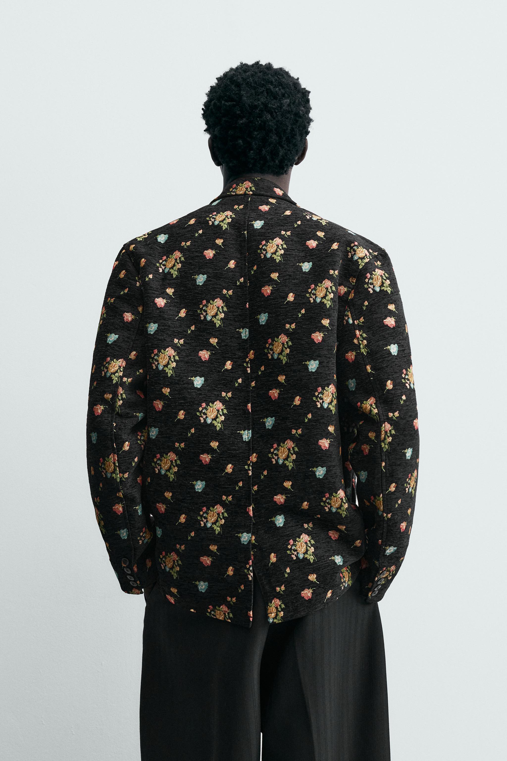 Shop Zara LIMITED EDITION FLORAL JACQUARD BLAZER at Beverly Center