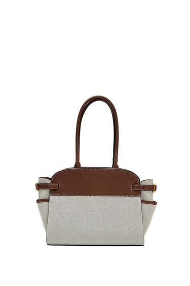 حقيبة سيتي ممزوجة بأبازيم - بيج فاتح الخاص بـ Zara